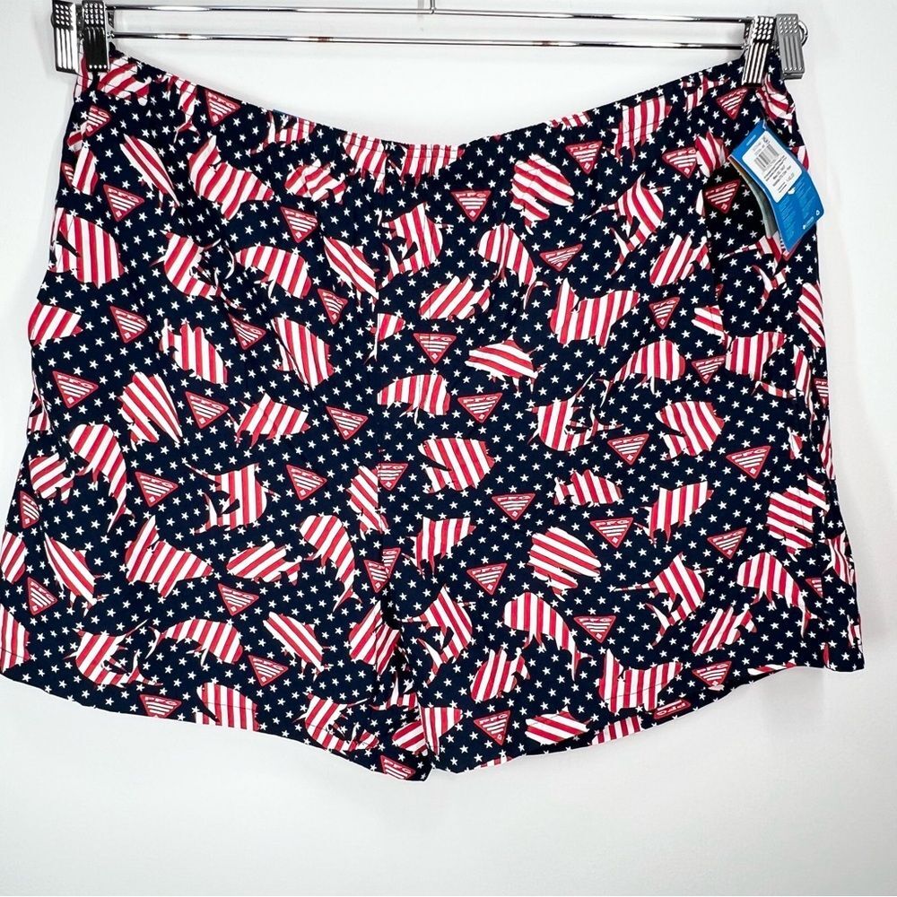 NWT Columbia PFG Clearwater Shores USA Flag Fish Swim 6” Trunks Shorts XXL